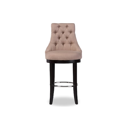 Baxton Studio Harmony Button-tufted Beige Upholstered Bar Stool with Footrest 119-6384